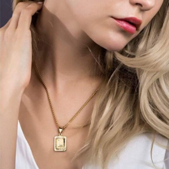 22” Womans Gold Initial Letter Necklace - Picture 7 of 14